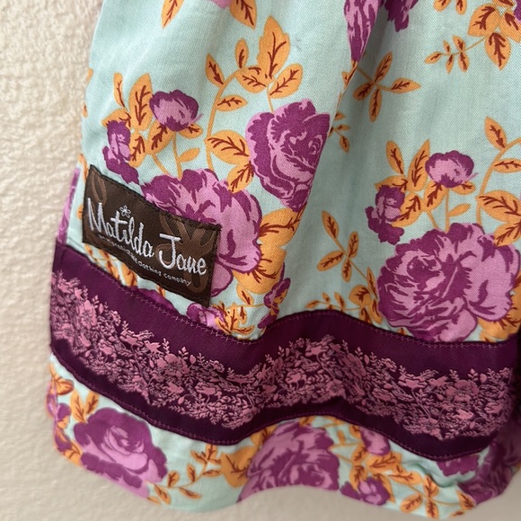Matilda Jane Girls Turquoise and Purple Floral Short Sleeve Blouse Size 8 - Picture 7 of 8